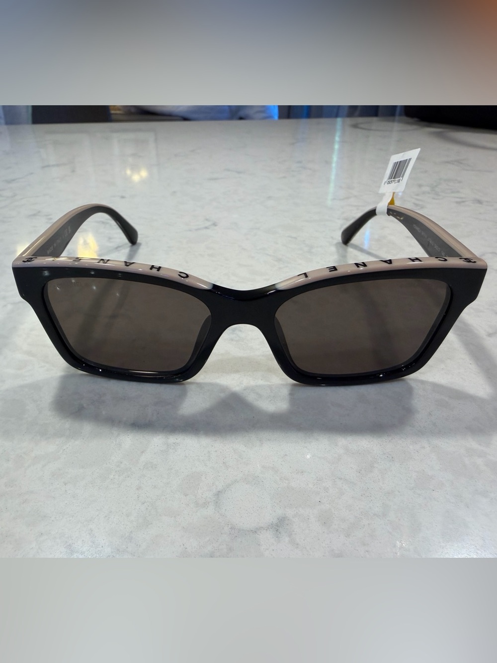 Chanel Square Sunglasses - Black with Beige trim - New with tags - Picture 5 of 11